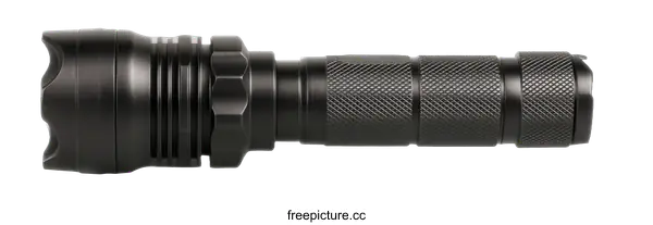 [Transparent Background PNG]Black Tactical Flashlight with Textured Body
