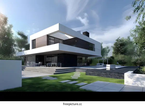 Modern House with Pool and Patio Design