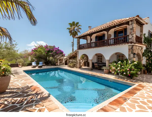 Mediterranean Style Villa with Swimming Pool and Garden