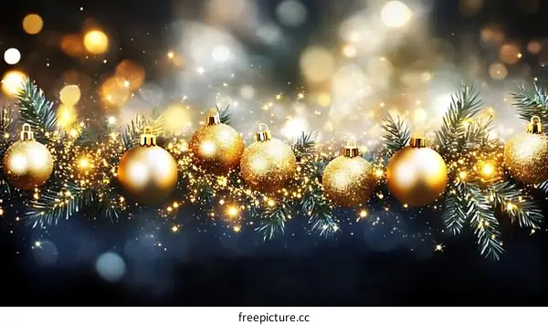 Golden Christmas Ornaments Festive Background