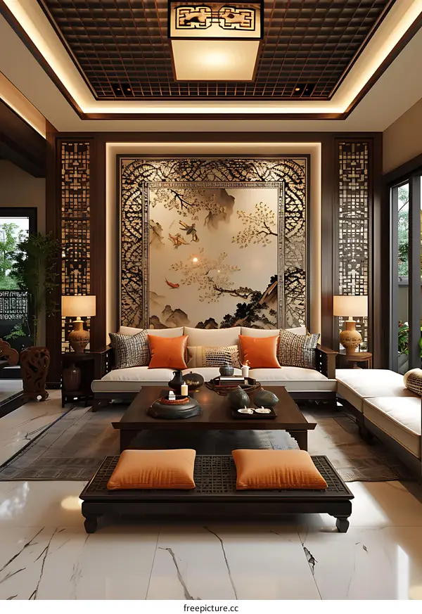 Chinese style living room design renderings