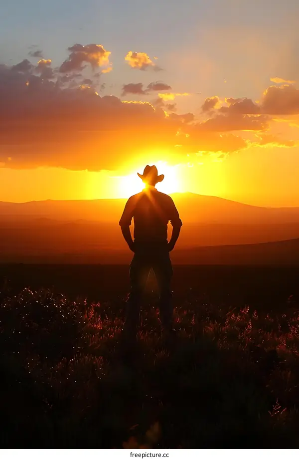 Man in Silhouette at Sunset