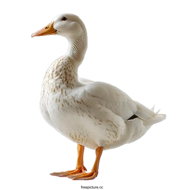[Transparent Background PNG]A white duck with orange beak and feet