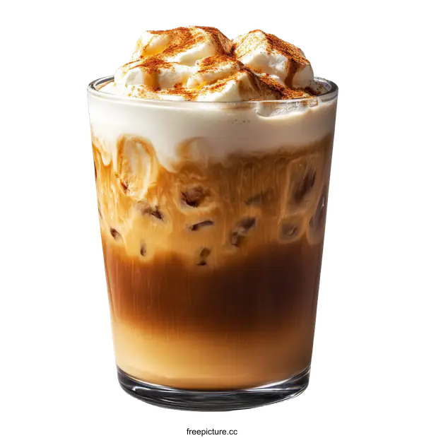 [Transparent Background PNG]Iced Coffee Drink with Whipped Cream