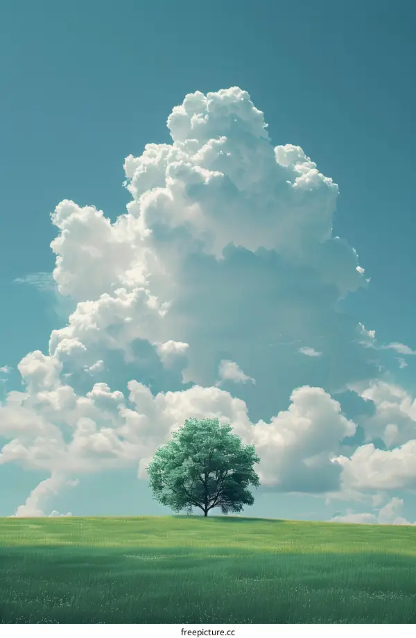 Lonely Tree Under Beautiful Clouds