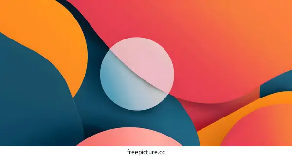 Abstract Background with Overlapping Shapes in Blue Orange and Pink Colors