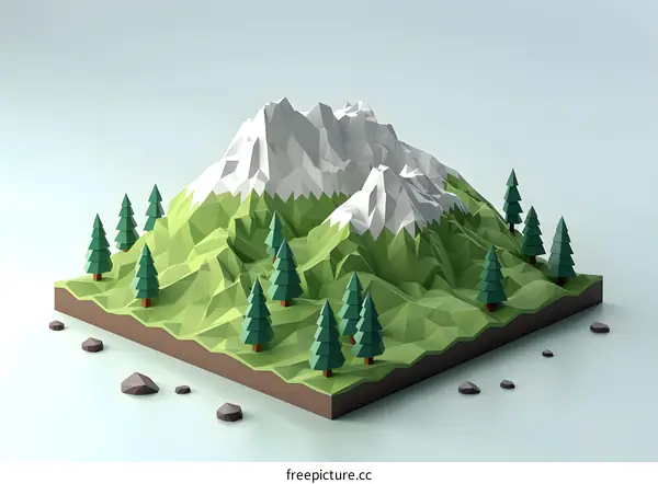 Green mountains and trees