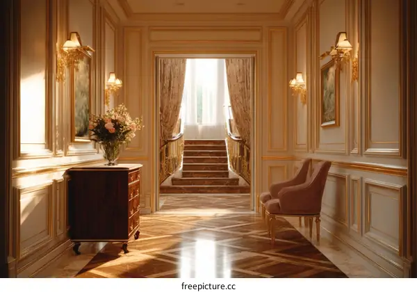 Elegant Luxury Hallway with Staircase
