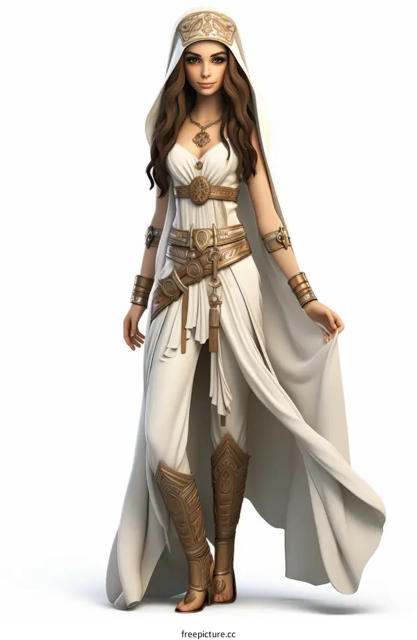 fantasy woman in white dress