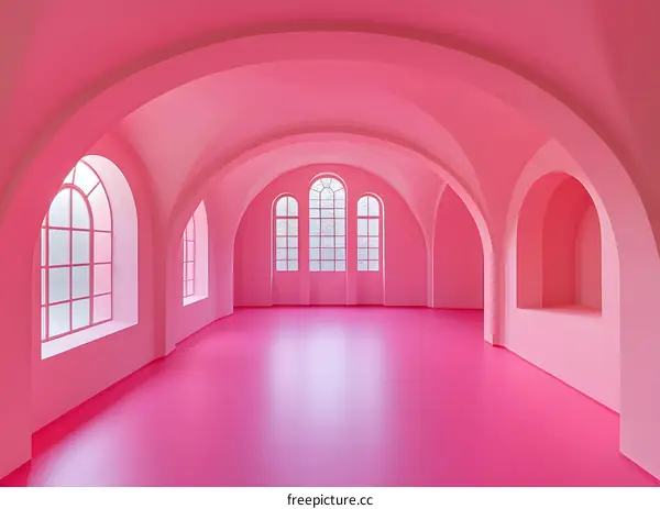 Pink Room with Arched Windows and Ceiling