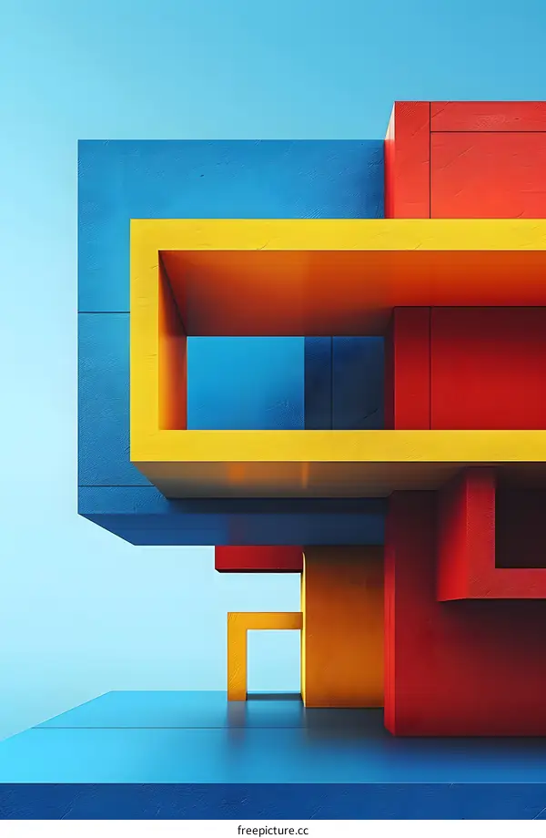 Colorful 3D geometric shapes composition