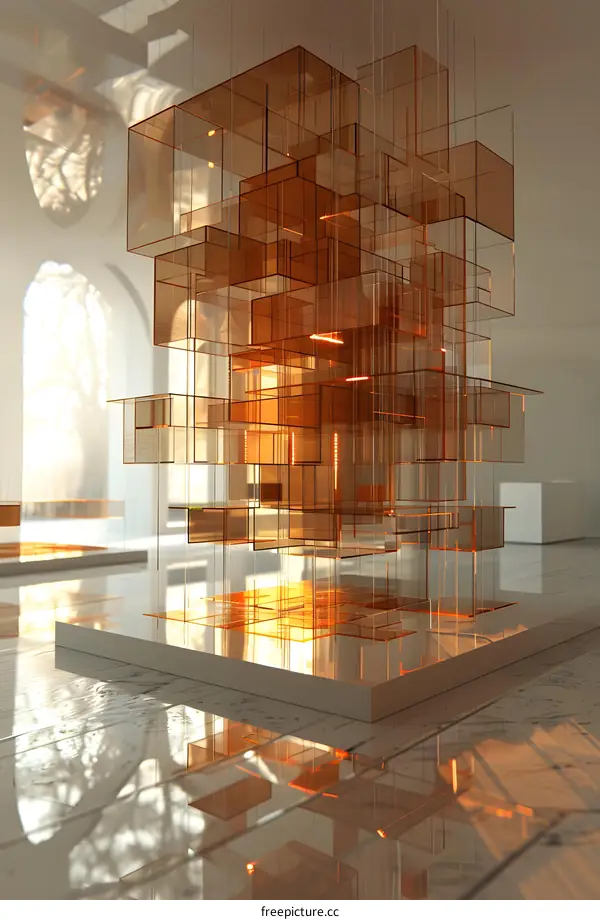 Abstract Glass Sculpture in a Modern Setting