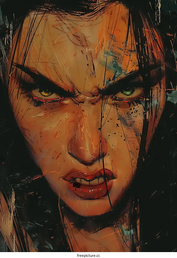 portrait of a woman with green eyes and dark hair