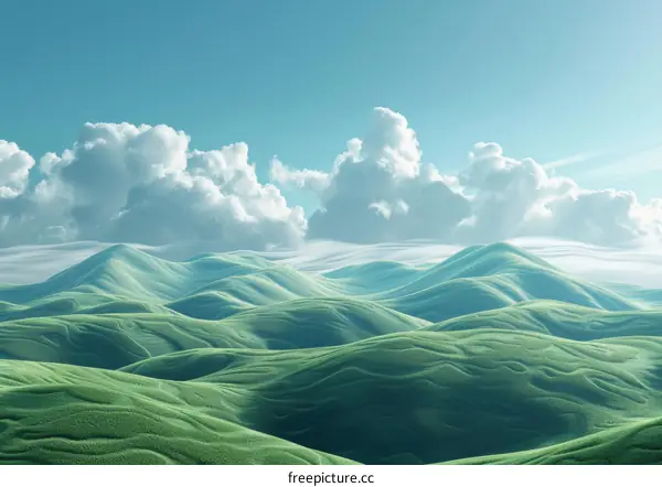 Rolling Green Hills Under a Blue Sky
