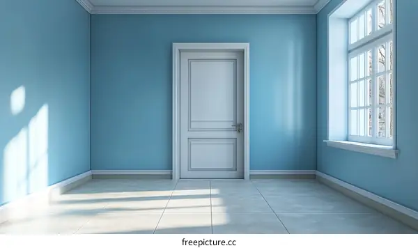 Empty Light Blue Room Interior Design
