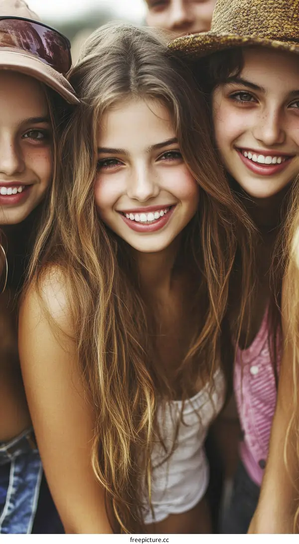 Three Caucasian Women Smiling Close Up