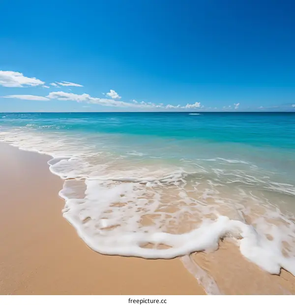 Beautiful beach with white sand and blue ocean