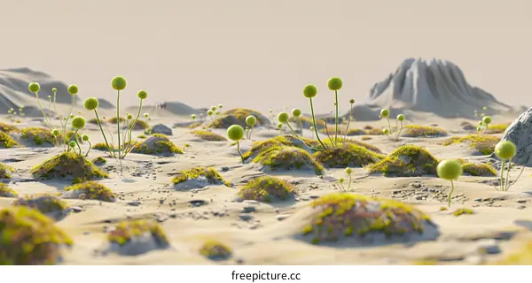 Abstract Landscape with Green Flowers