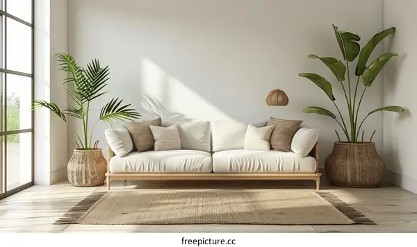 Airy Coastal Living Room With Natural Textures