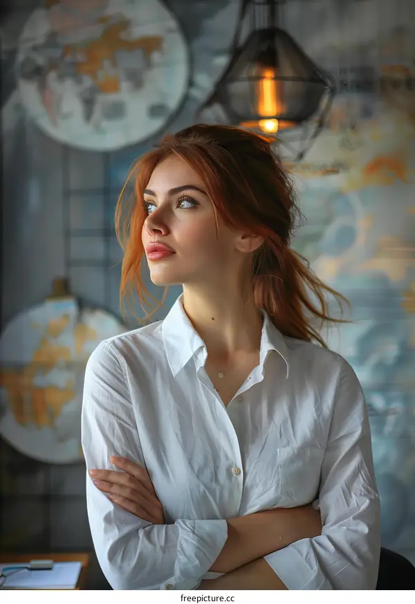 Beautiful Woman in a White Shirt