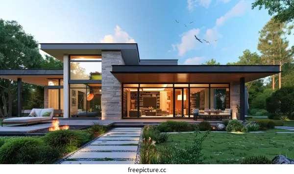 Modern House Exterior Design Illustration
