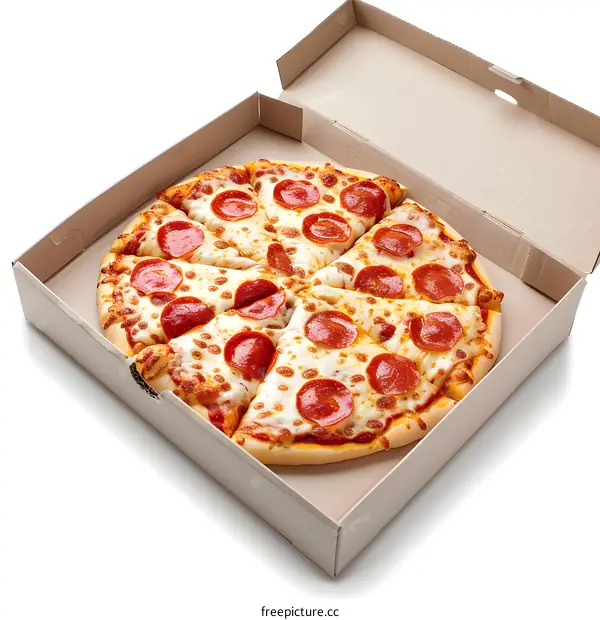 Pepperoni Pizza in a Cardboard Box