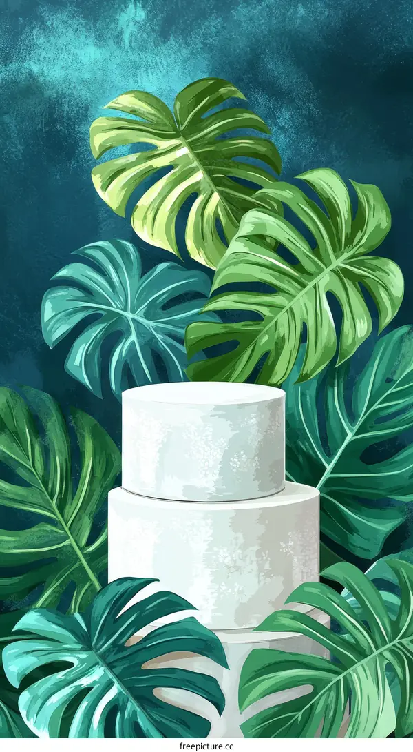 Tropical Cake Display Illustration