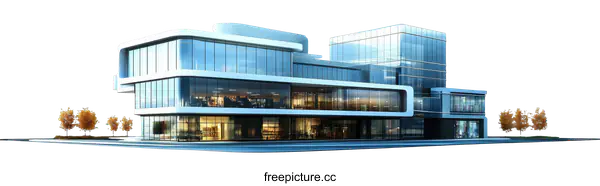 [Transparent Background PNG]Modern Glass Office Building Architecture