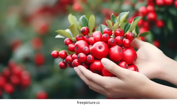 A handful of red berries