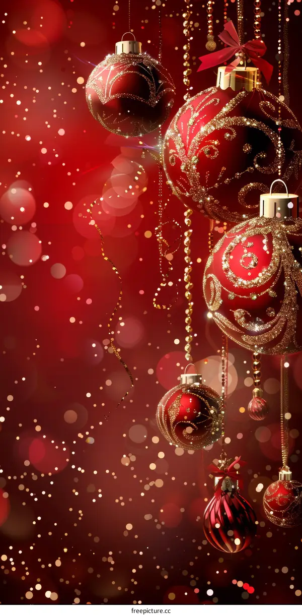 Festive Christmas Ornaments in Red and Gold