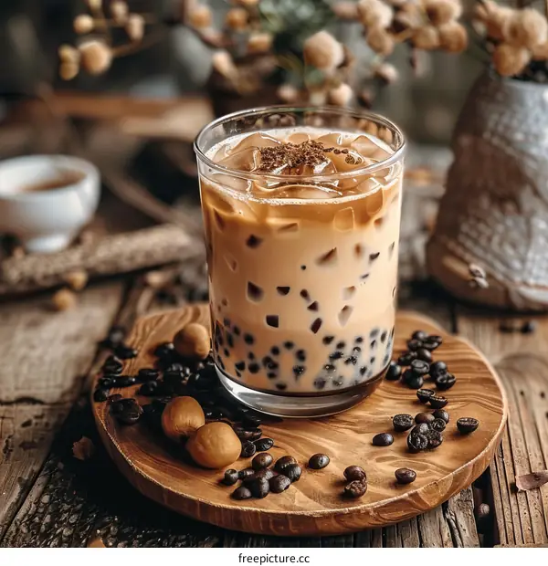 Iced Coffee with Boba Pearls