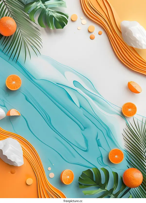 Summer Fruit Abstract Background With Orange Slices