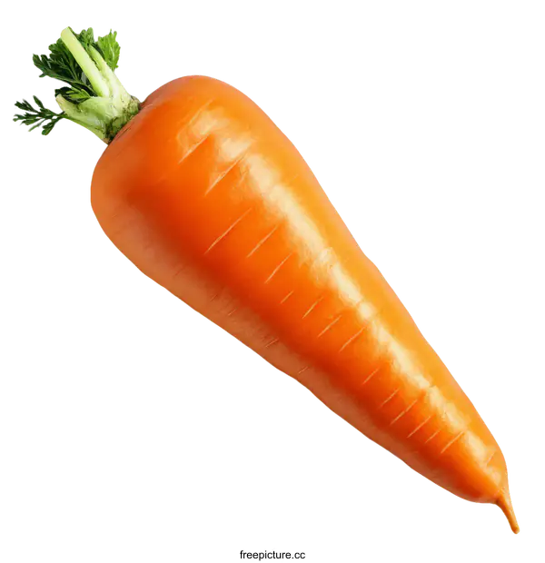[Transparent Background PNG]Single Fresh Orange Carrot Isolated on White Background