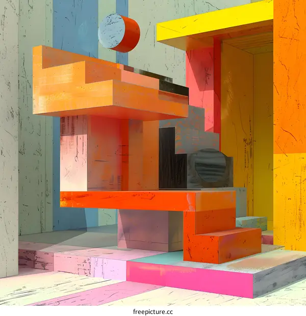 Abstract 3D rendering of geometric shapes