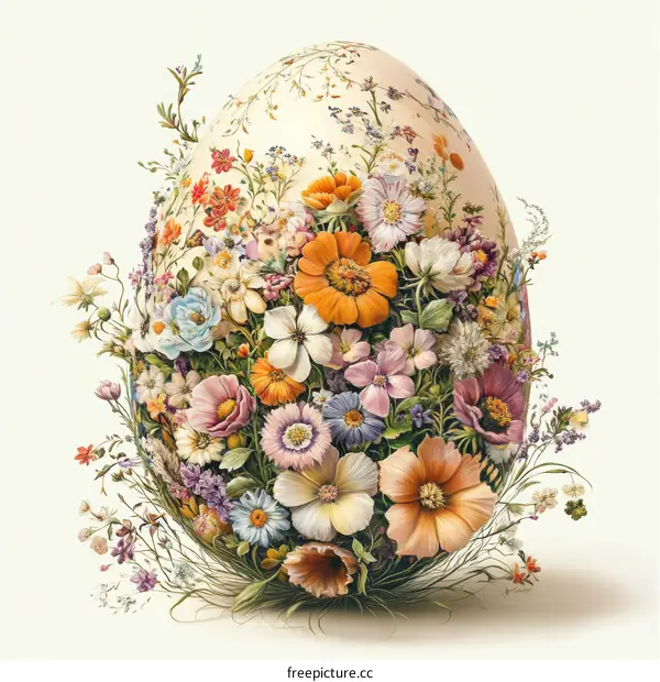Floral Egg Decorated with Delicate Flowers