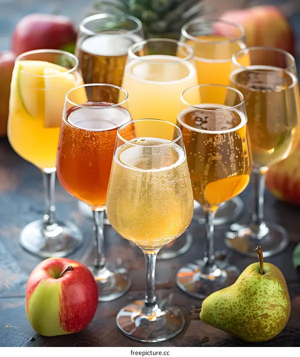 Variety of Apple Cider Flavors in Glasses