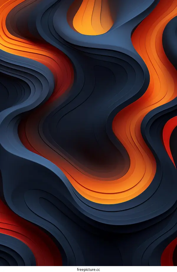 Blue and orange abstract waves background