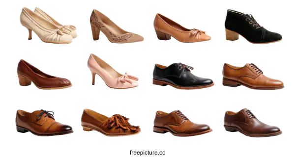 [Transparent Background PNG]Variety of Womens and Mens Leather Shoes