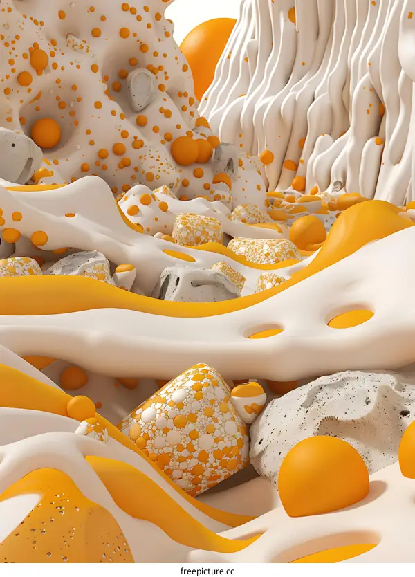 Abstract Orange and White 3D Shapes