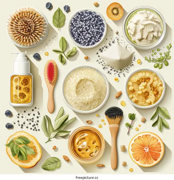 Natural beauty products and ingredients. Organic cosmetics concept.