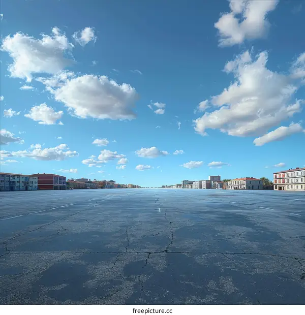 Empty Parking Lot with Blue Sky