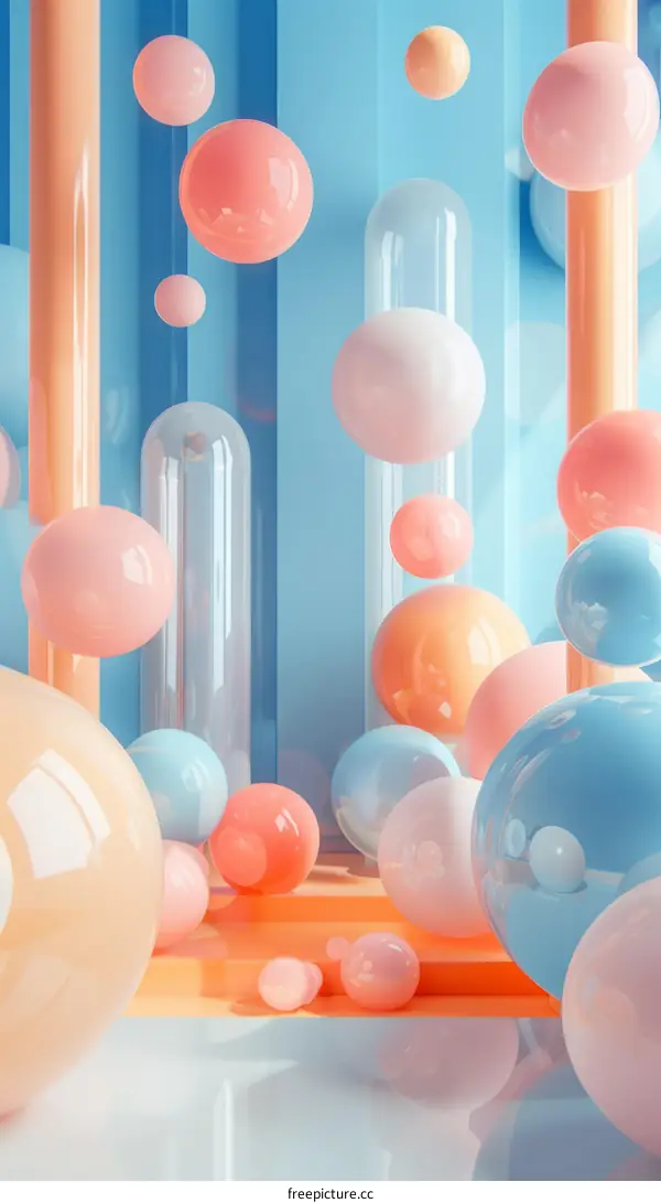 3D Abstract Colorful Balls Floating in Surreal Space