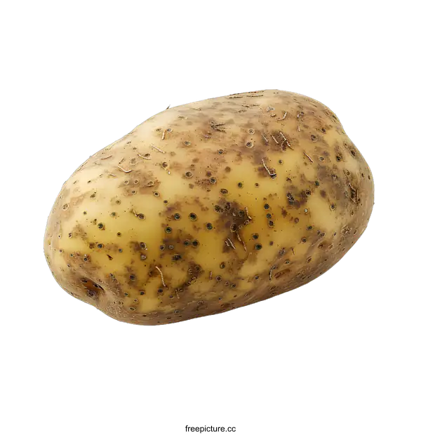 [Transparent Background PNG]Single Brown Russet Potato on White Background