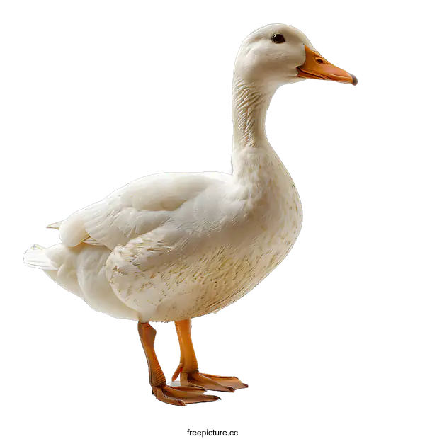 [Transparent Background PNG]A white duck is standing on a white background