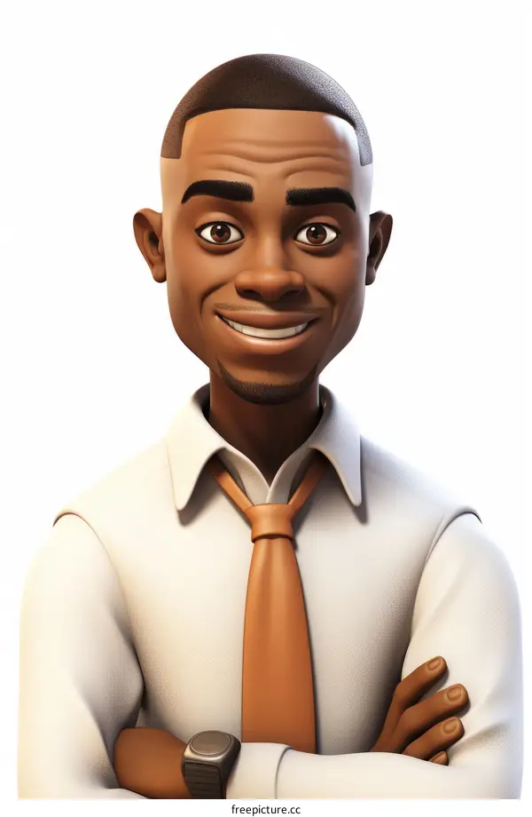 Black businessman in white shirt and orange tie