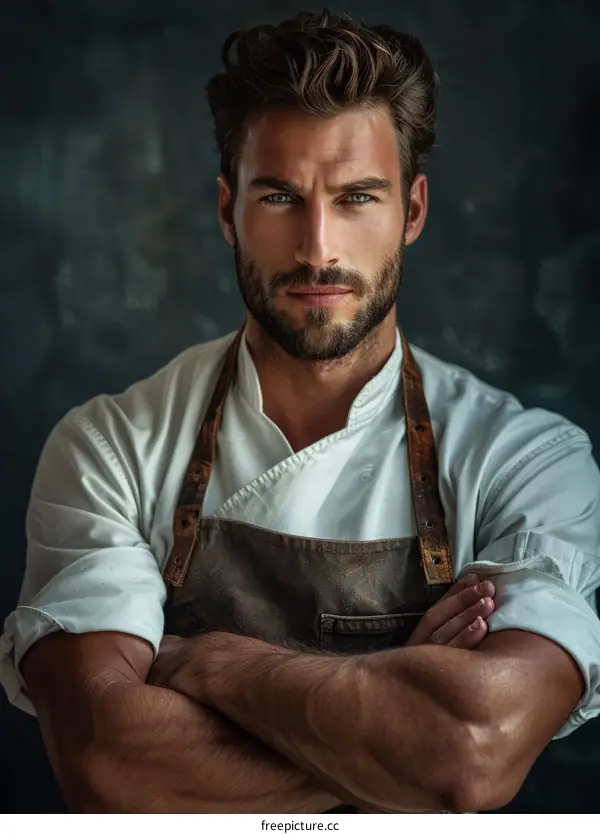 Confident Male Chef with Crossed Arms
