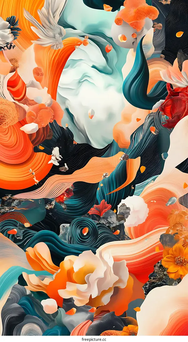 Abstract Art With Orange And Blue Colors