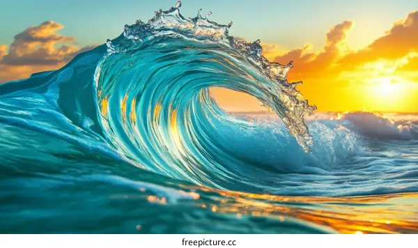 Stunning Ocean Wave at Sunrise