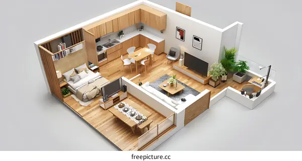 Modern Minimalist Apartment Interior Design 3D Model