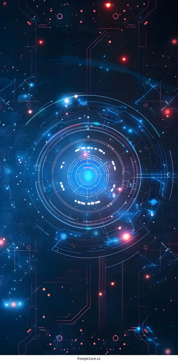 Futuristic Technology Background with Glowing Lights